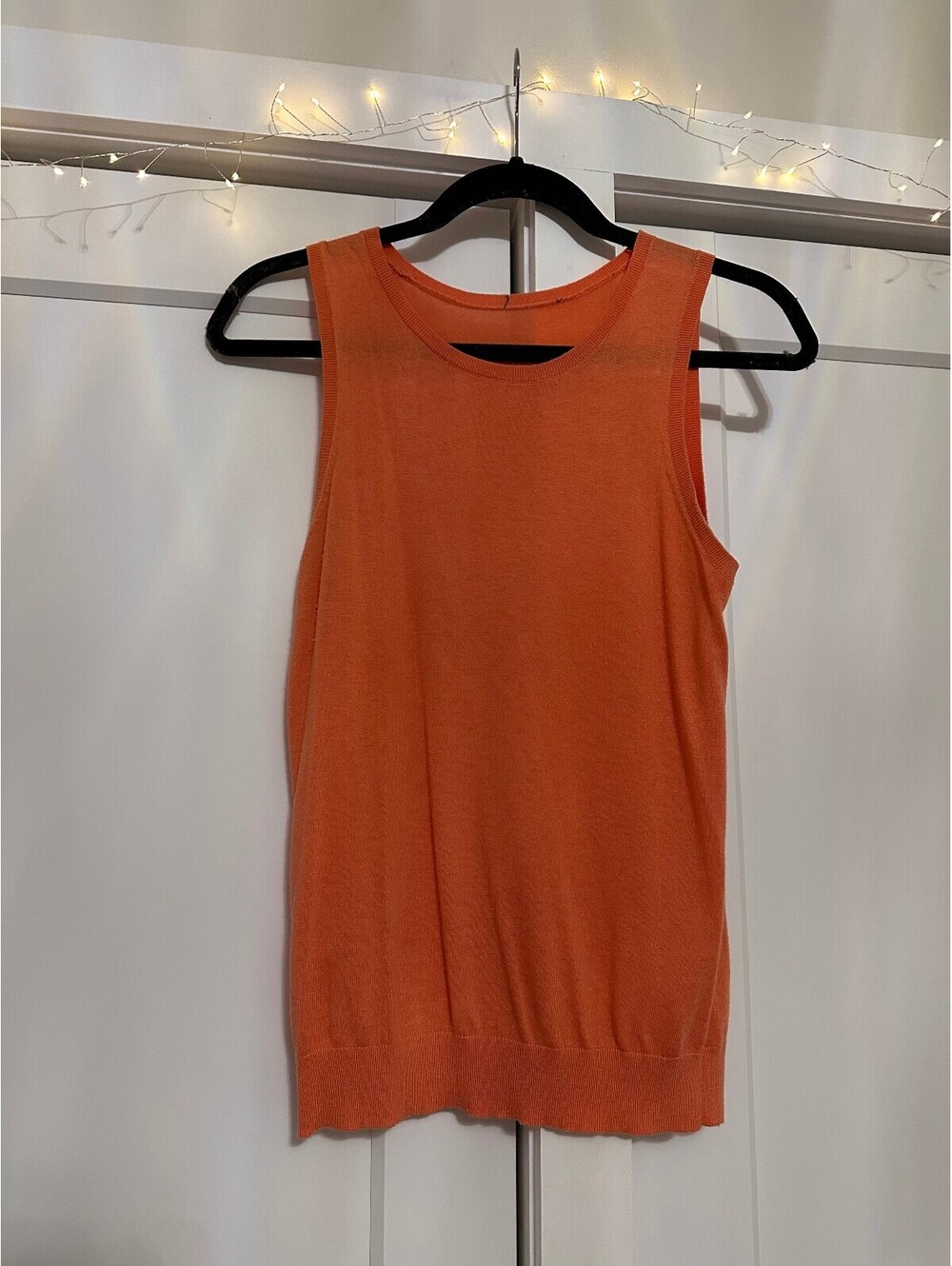 Sleeveless Orange Knit Top with Rayon Blend